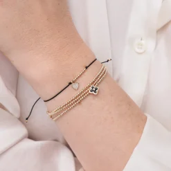 Gold & Diamond Tiny Heart Cord Bracelet