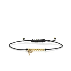 Gold & Diamond Tiny Hummingbird Cord Bracelet