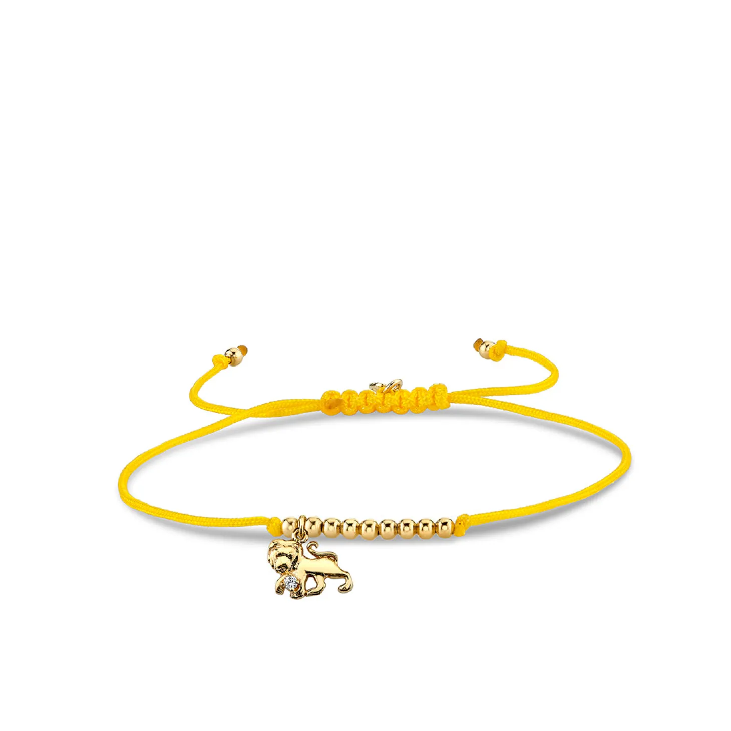 Gold & Diamond Tiny Leo Zodiac Cord Bracelet