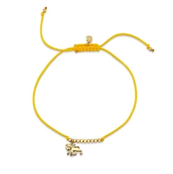 Gold & Diamond Tiny Leo Zodiac Cord Bracelet