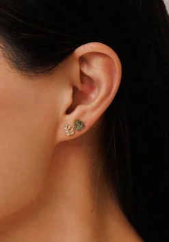 Gold & Diamond Tiny Monstera Leaf Stud