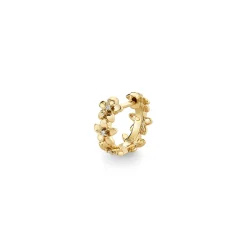 Gold & Diamond Tiny Plumeria Huggie Hoops