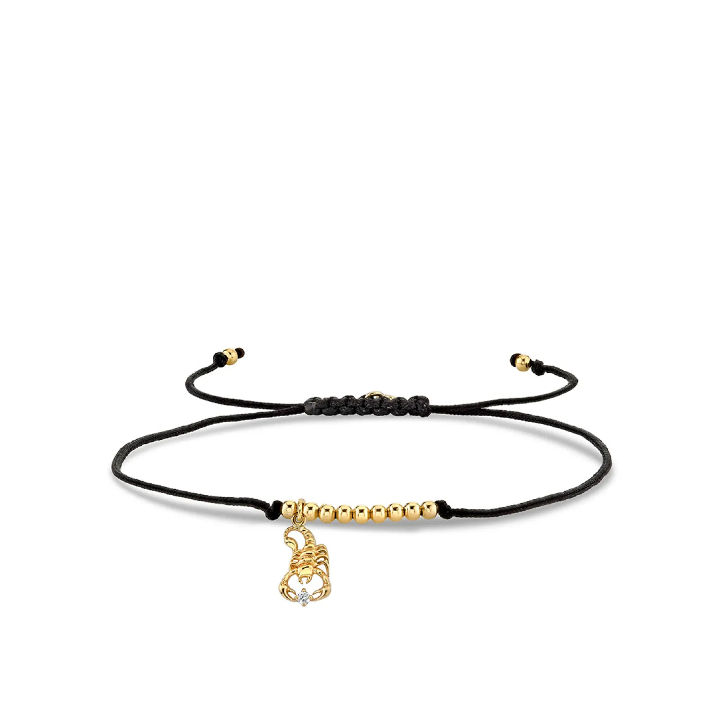 Gold & Diamond Tiny Scorpio Zodiac Cord Bracelet