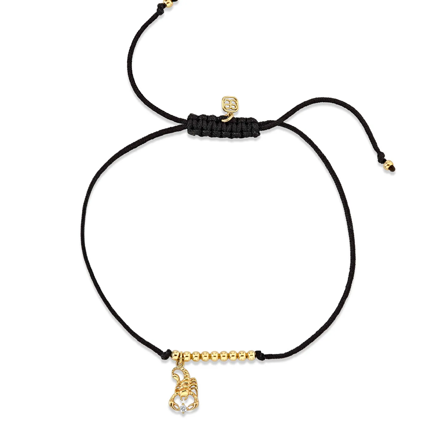 Gold & Diamond Tiny Scorpio Zodiac Cord Bracelet