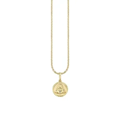 Gold & Diamond Tiny Sitting Buddha Coin Charm