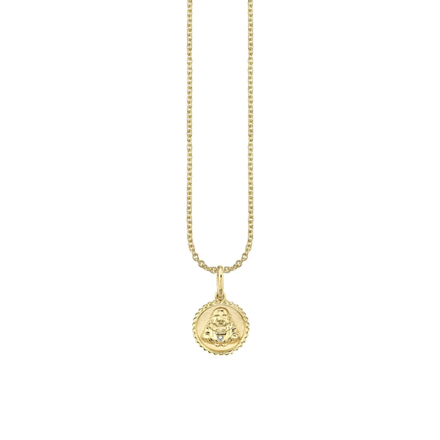 Gold & Diamond Tiny Sitting Buddha Coin Charm
