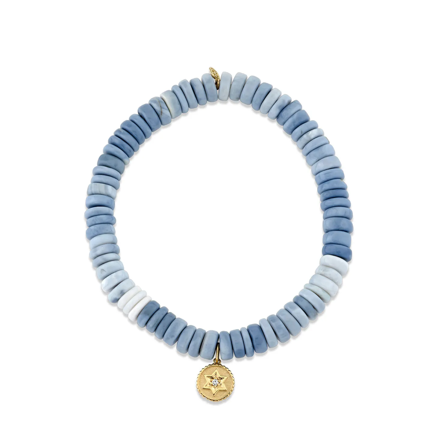 Gold & Diamond Tiny Star of David Coin on Blue Opal