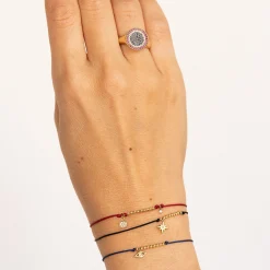 Gold & Diamond Tiny Starburst Cord Bracelet