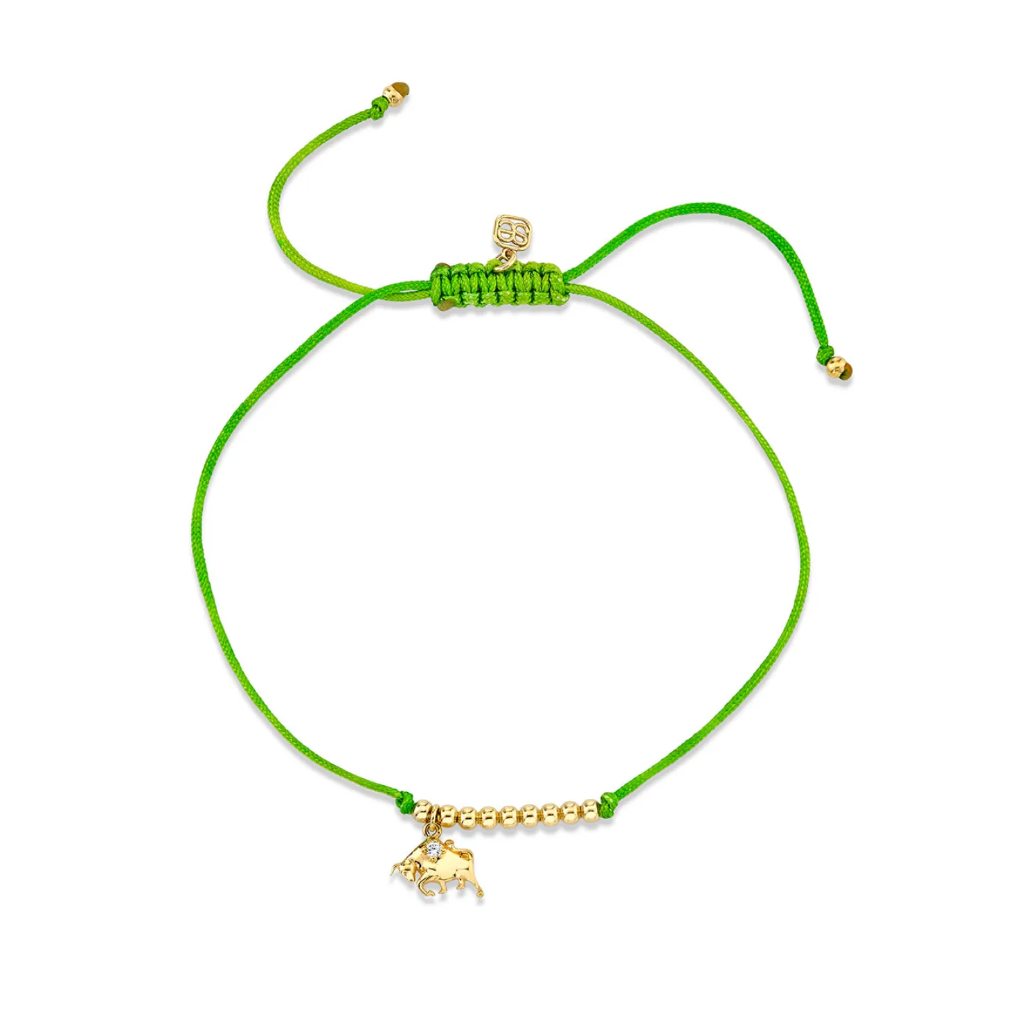 Gold & Diamond Tiny Taurus Zodiac Cord Bracelet