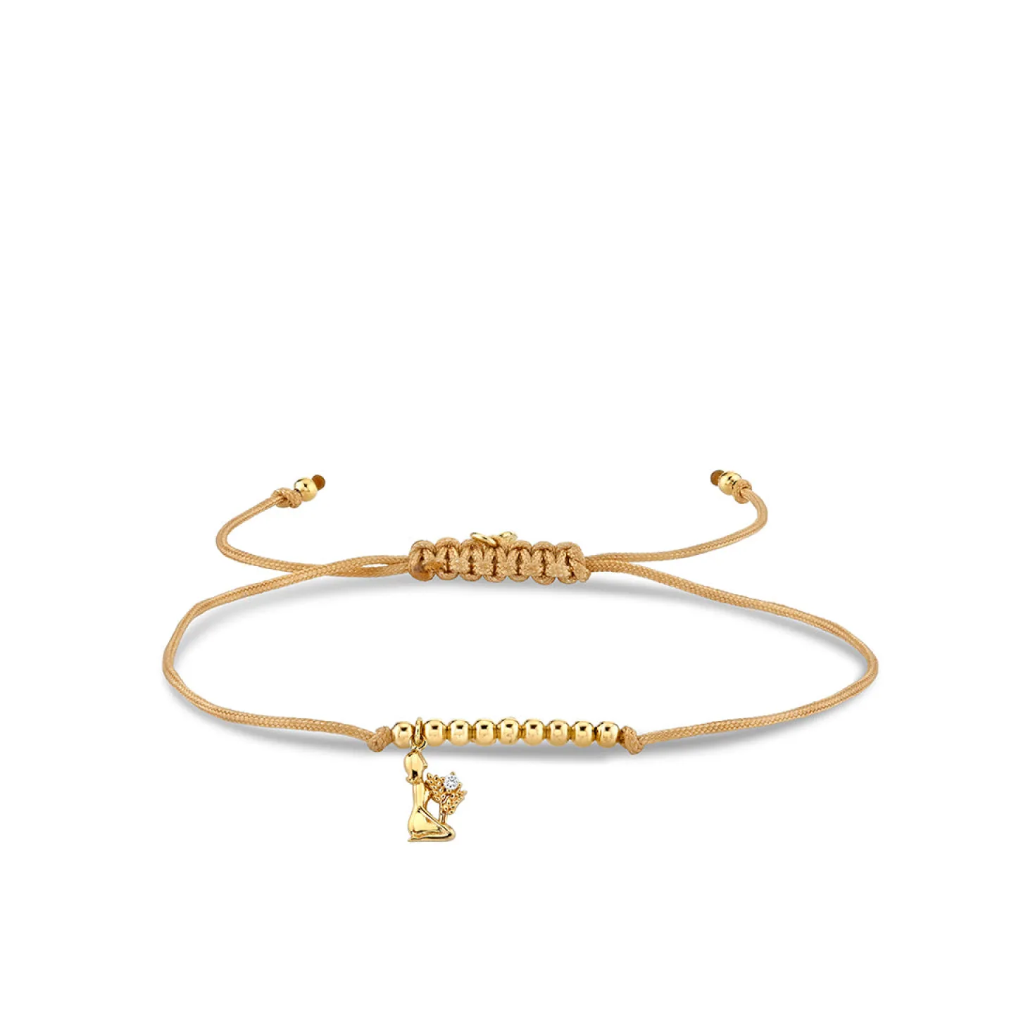 Gold & Diamond Tiny Virgo Zodiac Cord Bracelet