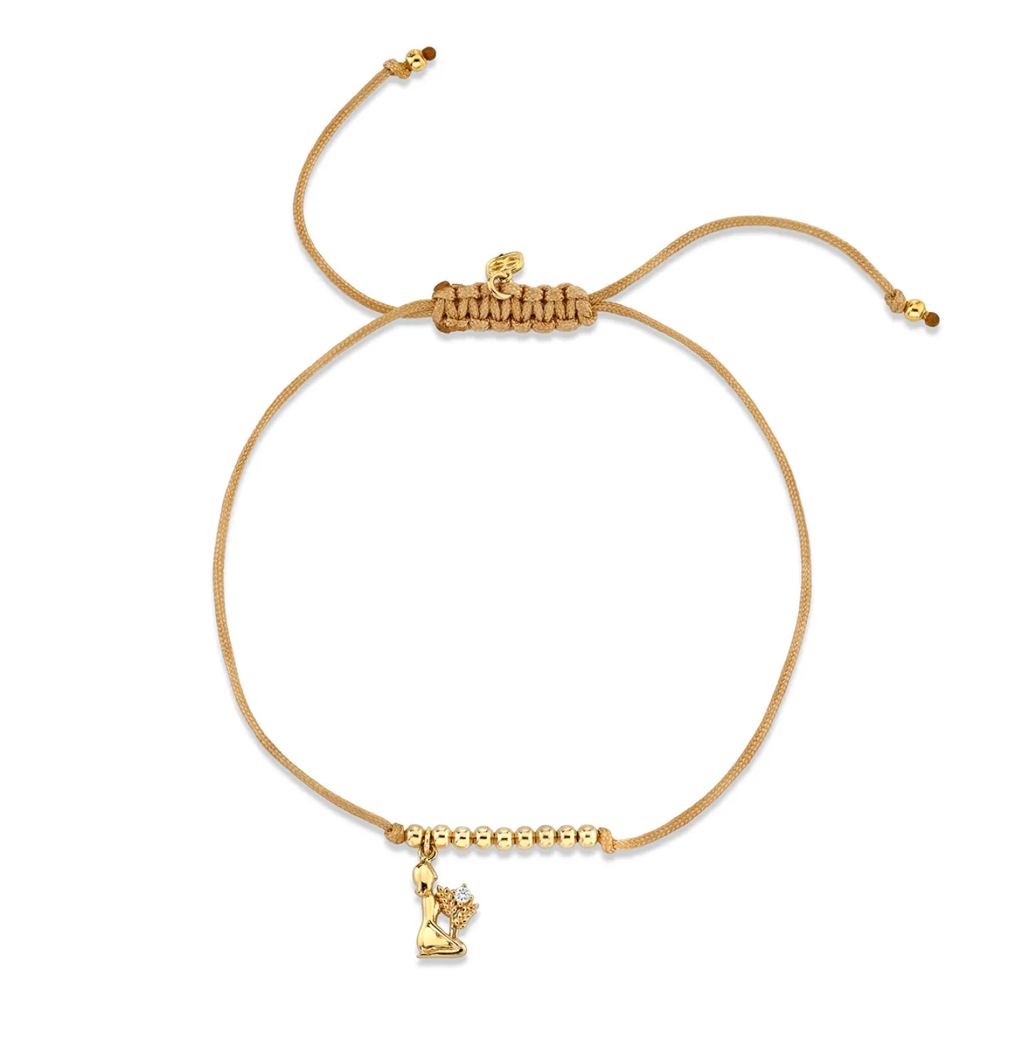 Gold & Diamond Tiny Virgo Zodiac Cord Bracelet