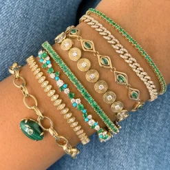 Gold & Diamond Tri Stone Cocktail Bangle