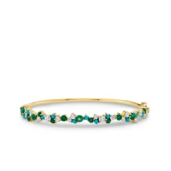 Gold & Diamond Tri Stone Cocktail Bangle