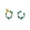 Gold & Diamond Tri Stone Wrap Hoop Earrings