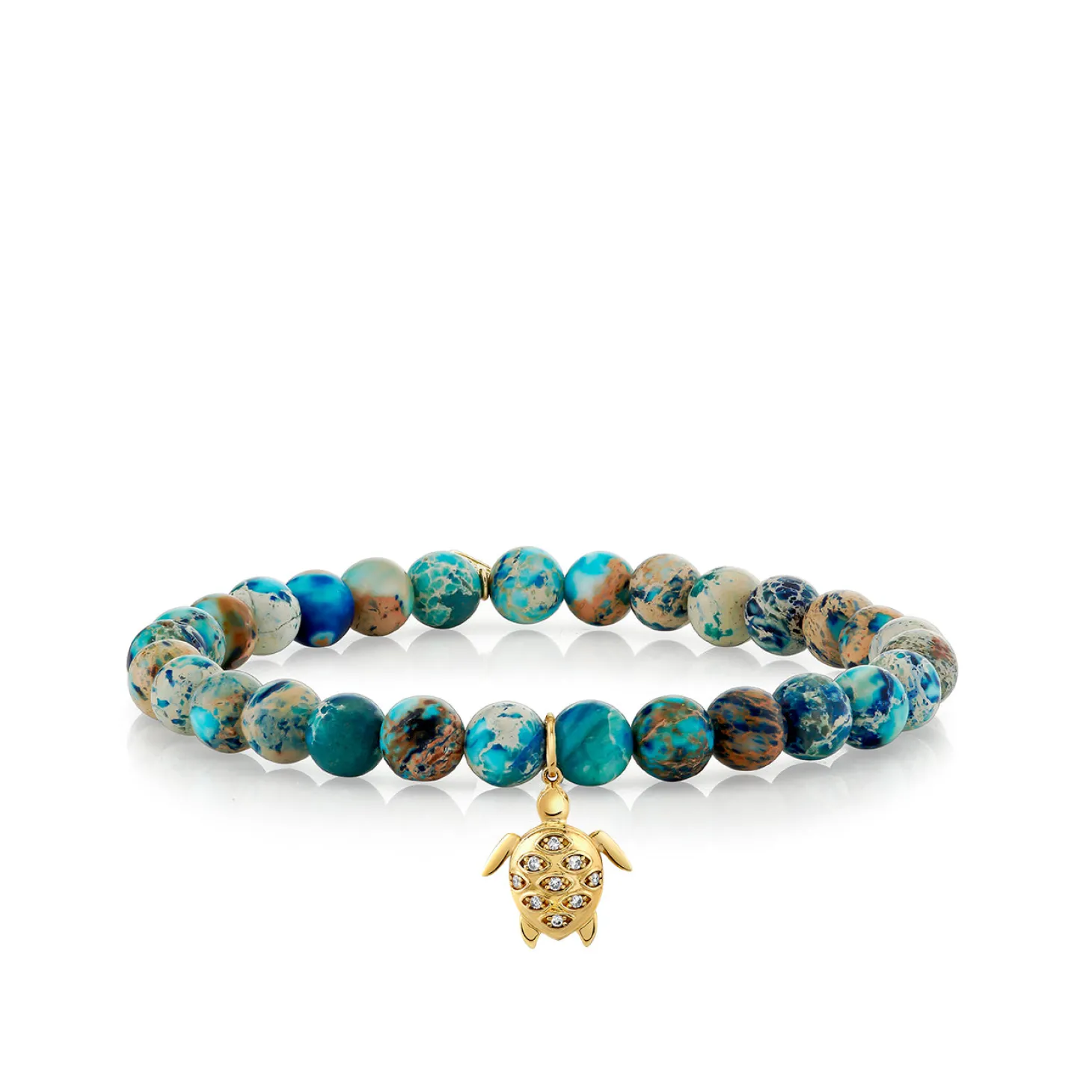 Gold & Diamond Turtle on Jasper