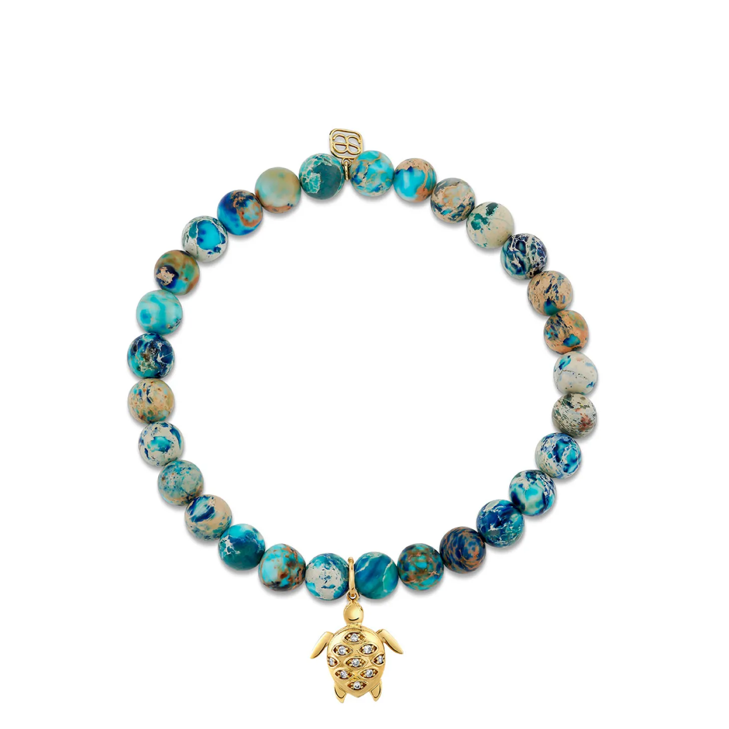 Gold & Diamond Turtle on Jasper