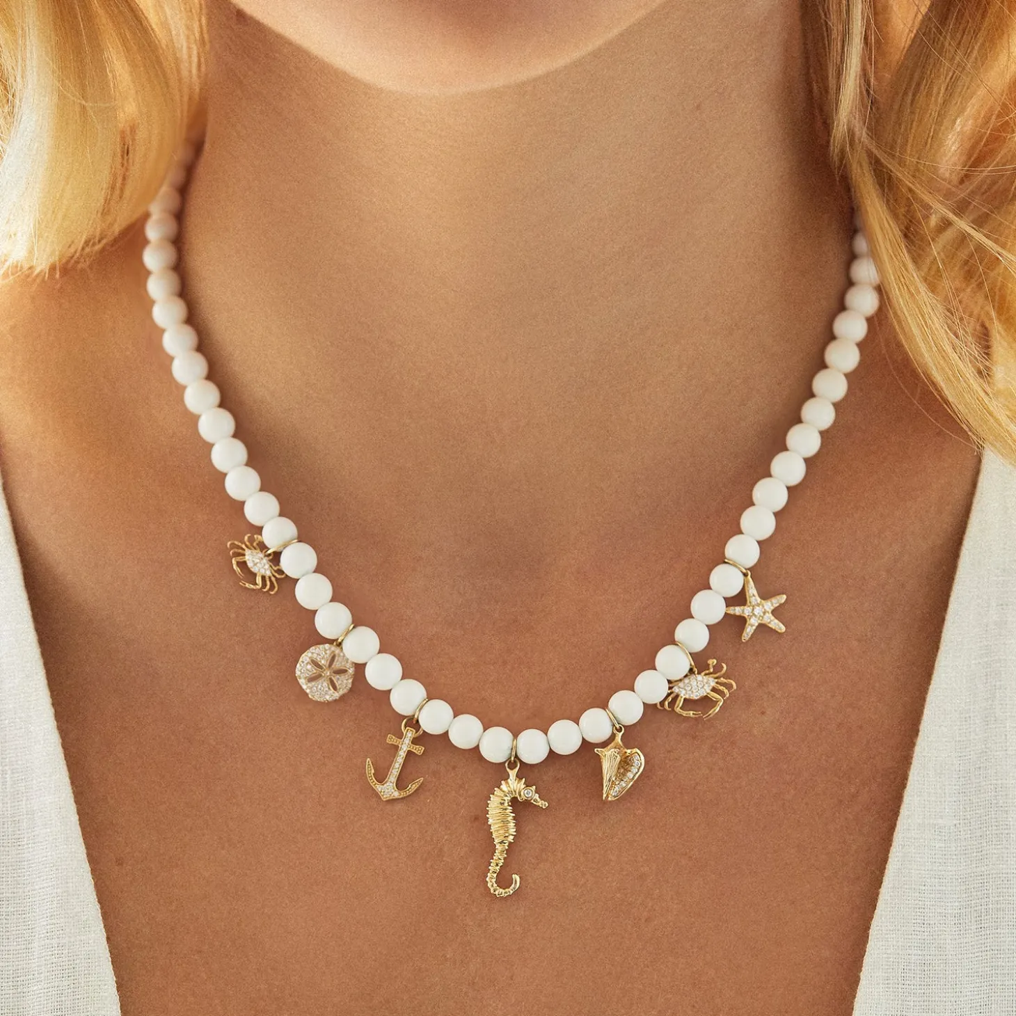 Gold & Diamond Under The Sea Pearl Necklace