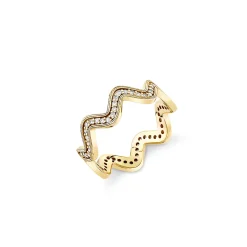 Gold & Diamond Wavy Ring