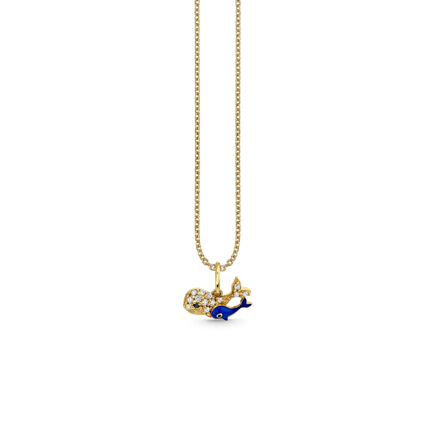 Gold & Diamond Whale Family Charm