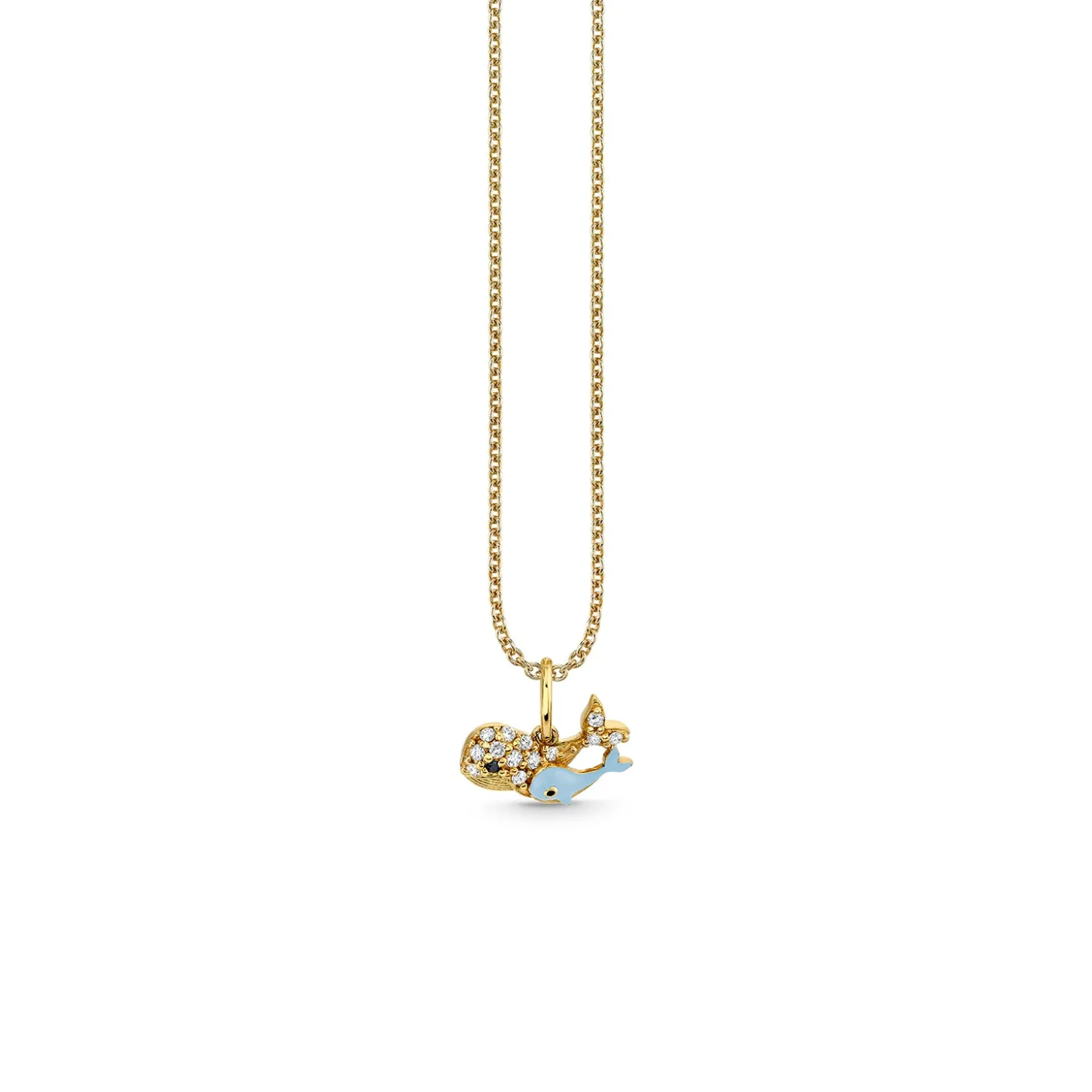 Gold & Diamond Whale Family Charm