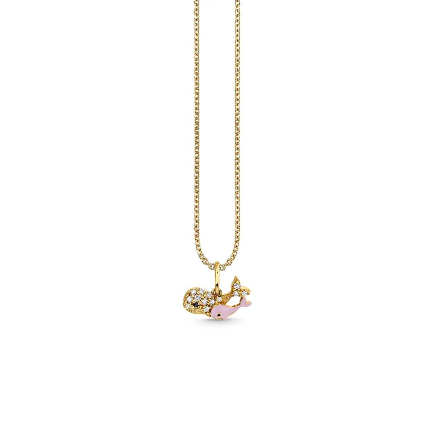 Gold & Diamond Whale Family Charm