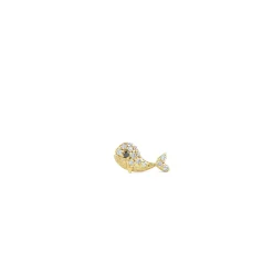 Gold & Diamond Whale Stud