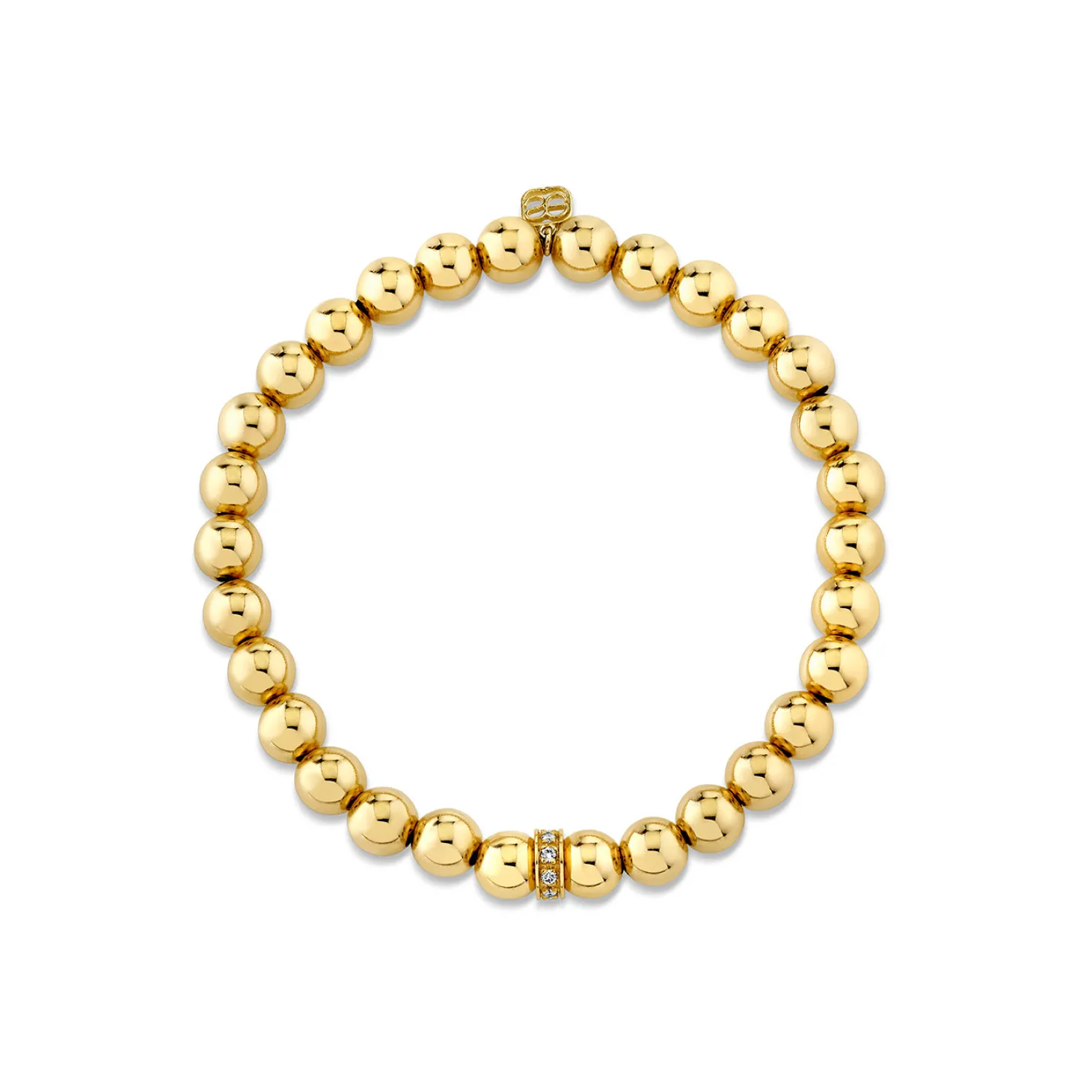 Gold & Diamond Wheel Rondelle on Gold Beads