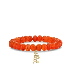 Gold & Diamond Wild Script on Carnelian
