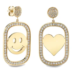 Gold & Diamond XL Open Icon Earrings