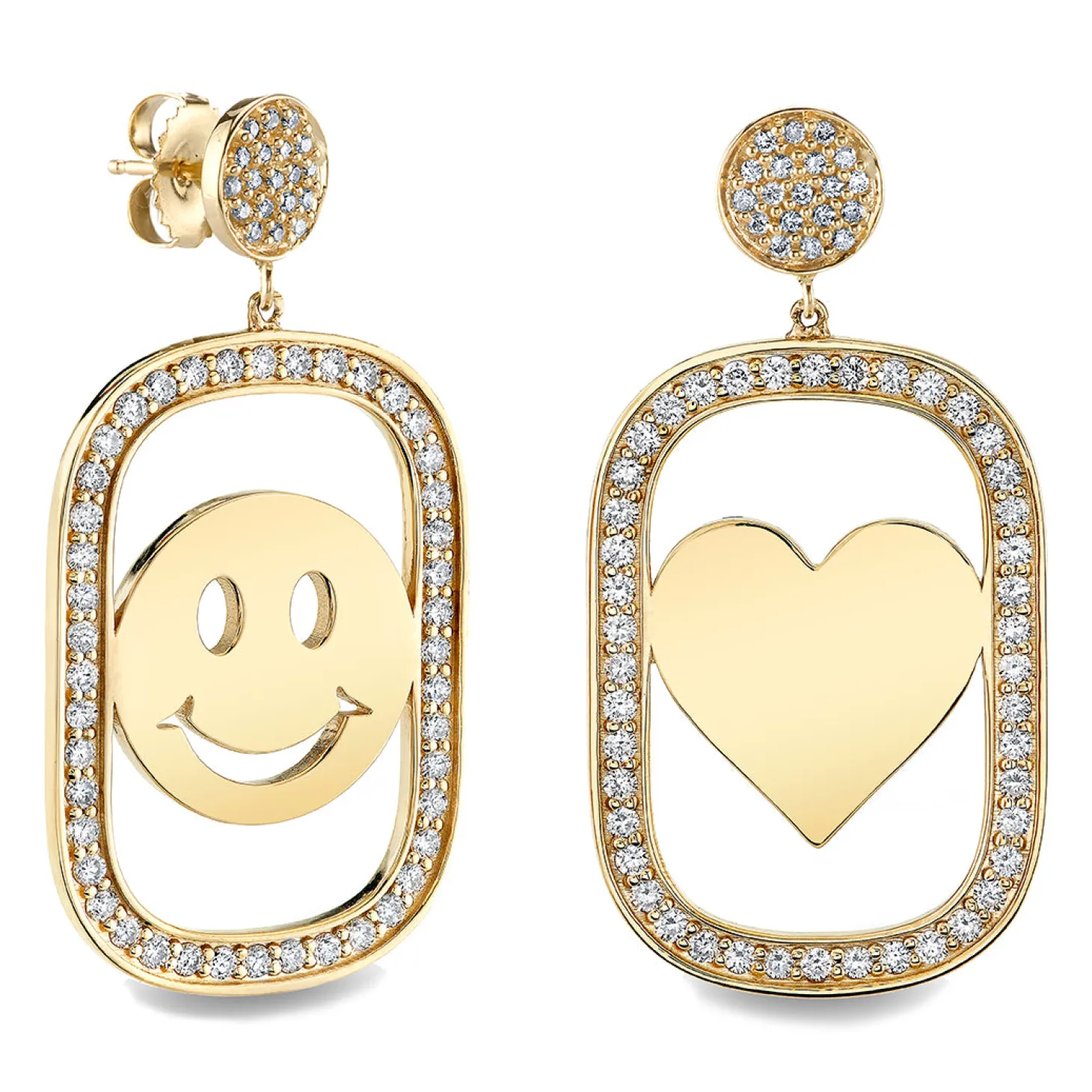 Gold & Diamond XL Open Icon Earrings