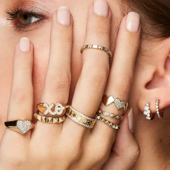 Gold & Diamond XO Signet Ring