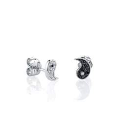 Gold & Diamond Yin Yang Stud