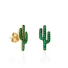 Gold & Emerald Cactus Stud