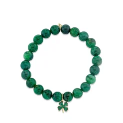 Gold & Emerald Clover on Verdite