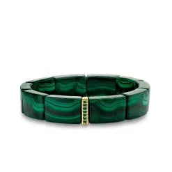 Gold & Emerald Single Row Spacer On Malachite