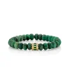 Gold & Emerald Stacked Baguette & Bezel Rondelle on Emerald