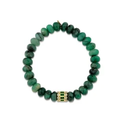 Gold & Emerald Stacked Baguette & Bezel Rondelle on Emerald