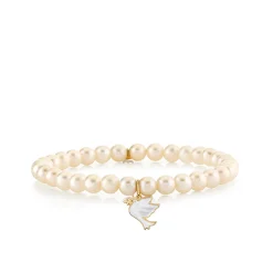 Gold & Enamel Dove on Pearls