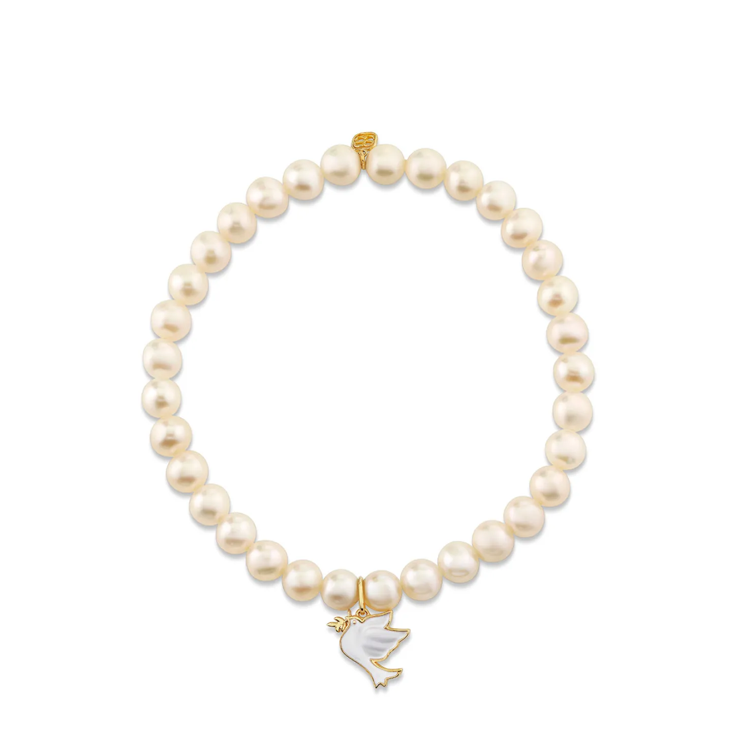 Gold & Enamel Dove on Pearls