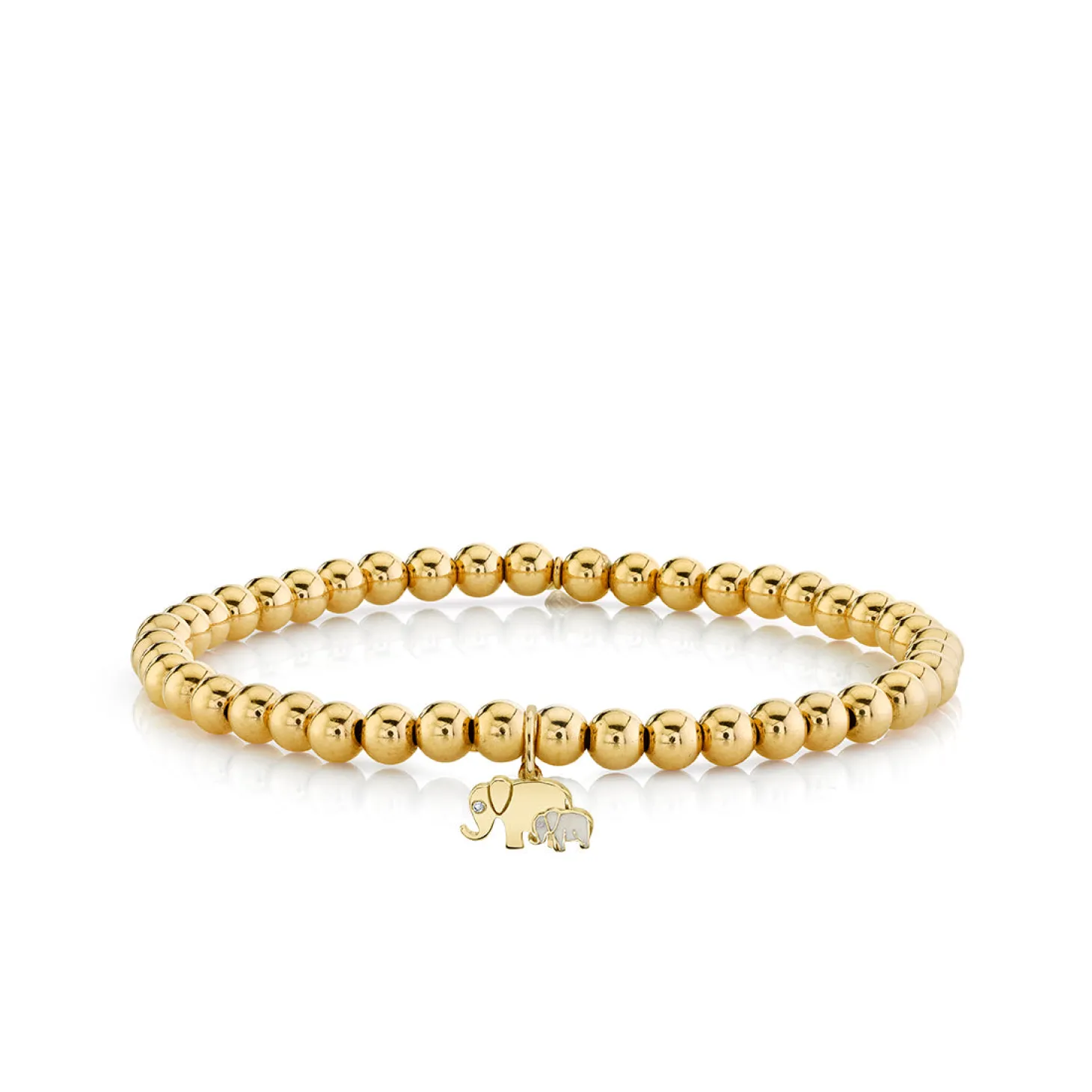 Gold & Enamel Elephant Family On Gold Beads