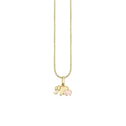 Gold & Enamel Elephant Family Charm