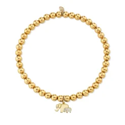 Gold & Enamel Elephant Family On Gold Beads