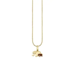 Gold & Enamel Elephant Family Charm