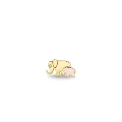 Gold & Enamel Elephant Family Stud