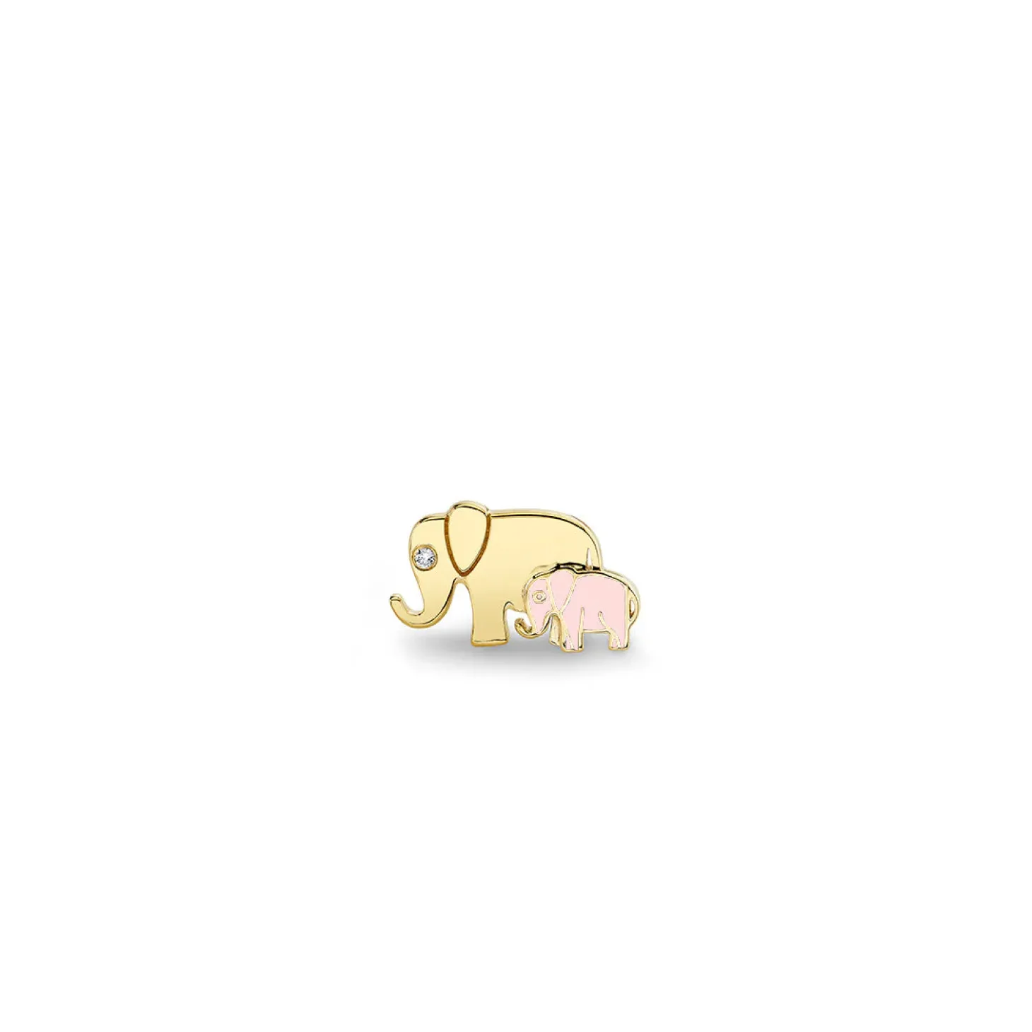 Gold & Enamel Elephant Family Stud