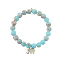 Gold & Enamel Elephant on Impression Jasper