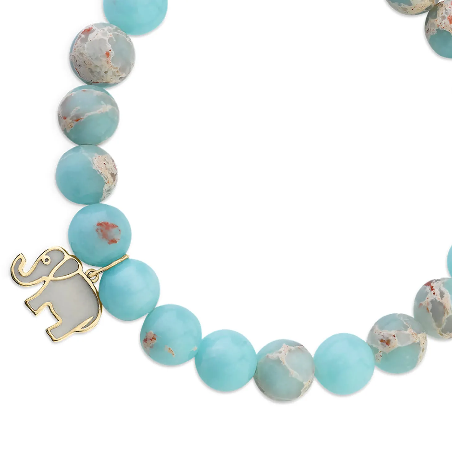 Gold & Enamel Elephant on Impression Jasper