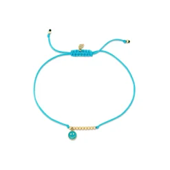 Gold & Enamel Happy Face Cord Bracelet