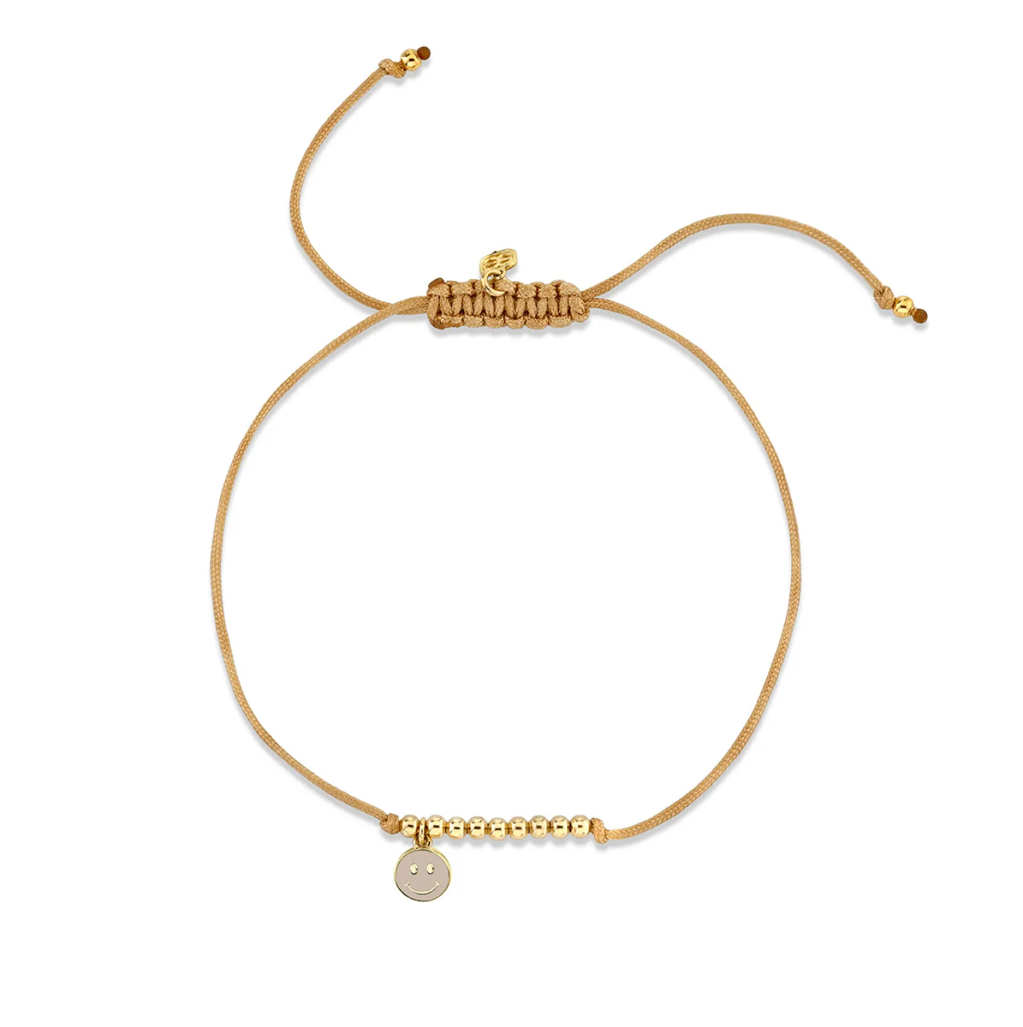 Gold & Enamel Happy Face Cord Bracelet