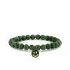 Gold & Enamel Happy Face on Verdite